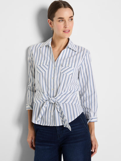 Striped Iconic Tie Front Shirt