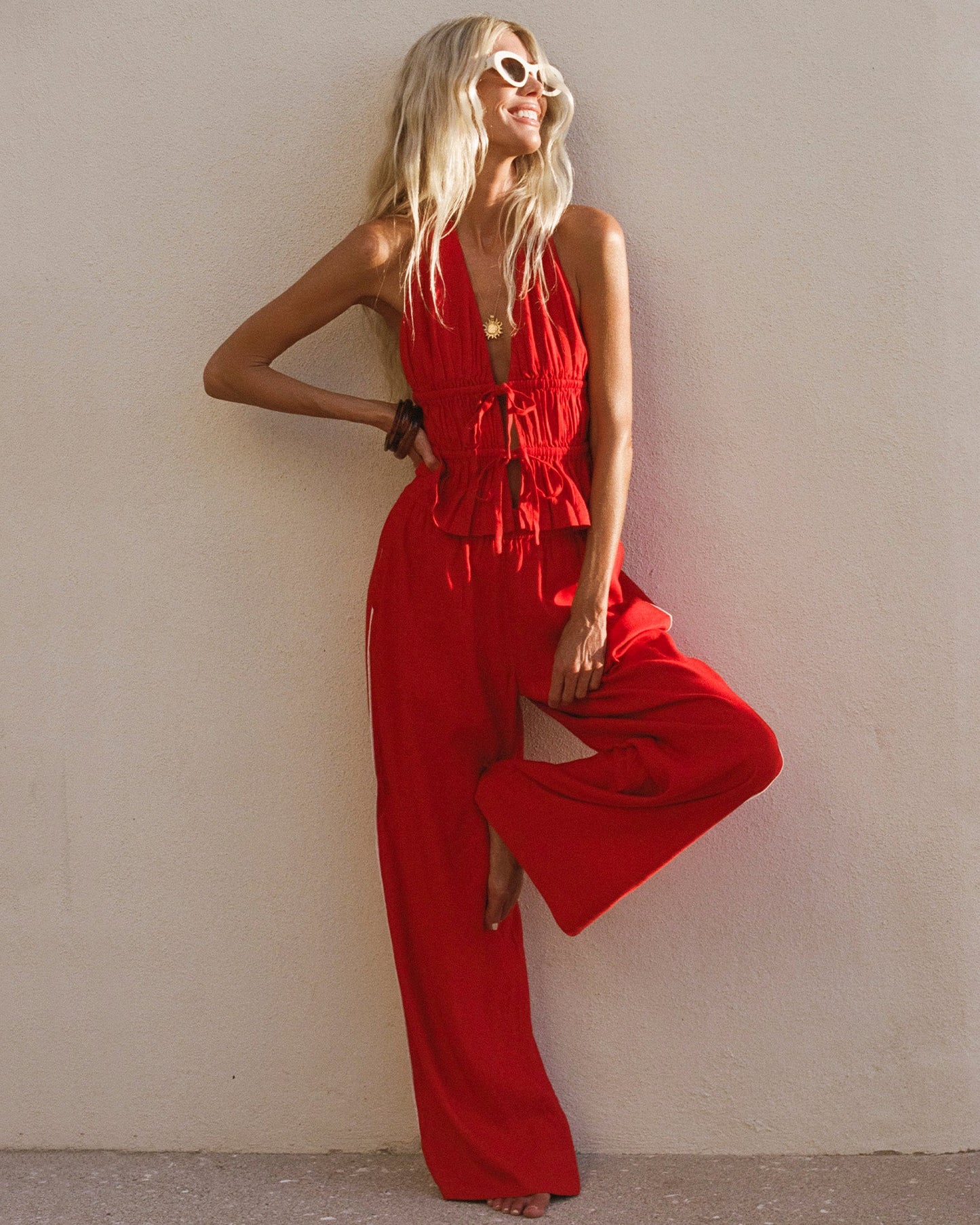 x The Salty Blonde Sur Pant - Flame-Cream