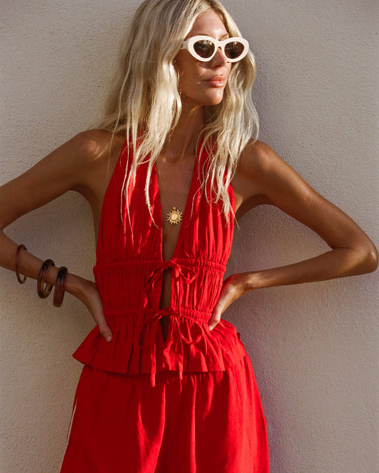 x The Salty Blonde August Top - Flame