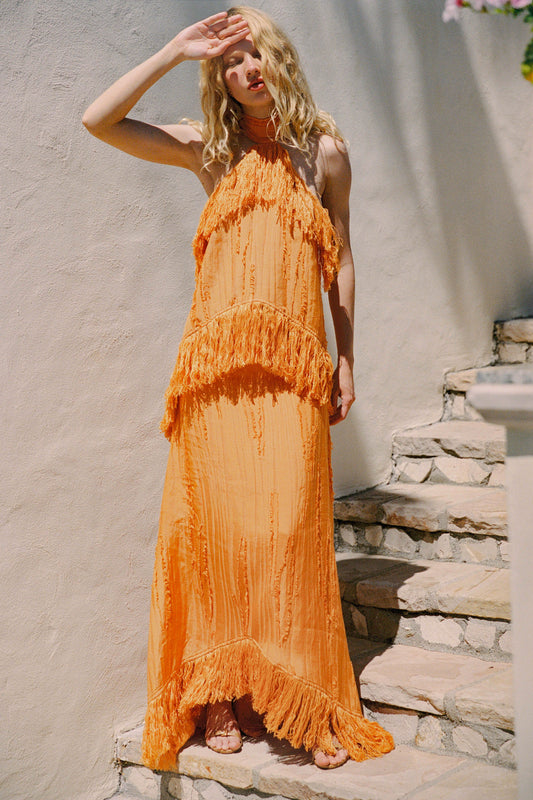 Jones Fringe Top — Orange