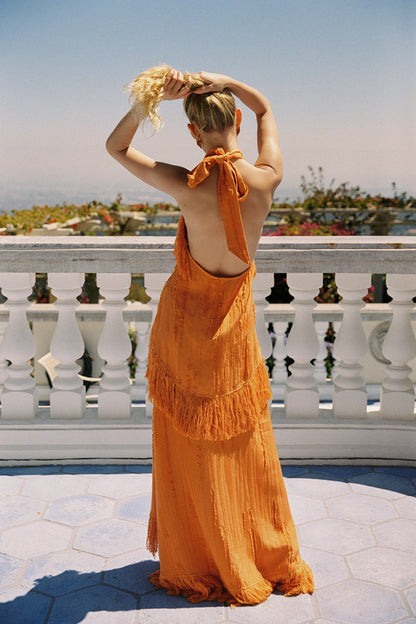 Jones Fringe Top — Orange