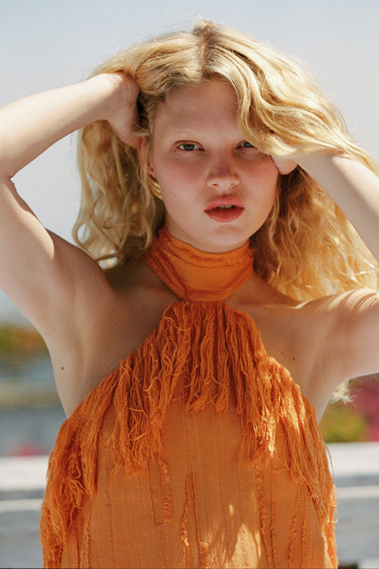 Jones Fringe Top — Orange