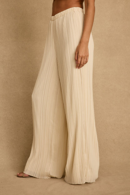Zaria Cream Plisse Pants