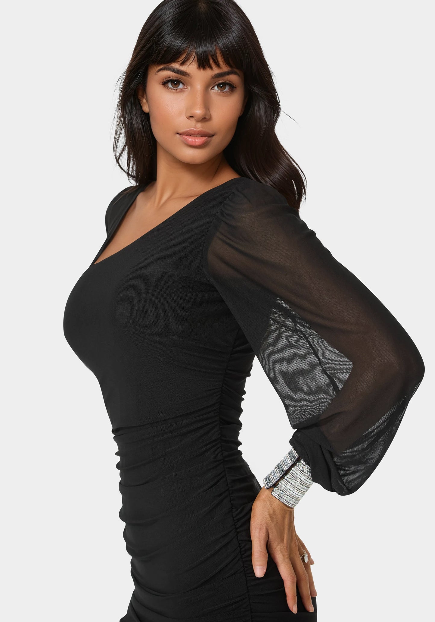 One Shoulder Pear Cuff Mini Dress