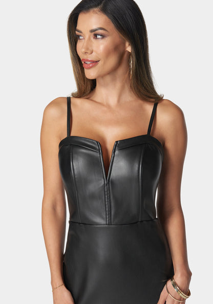 Faux Leather Midi Dress