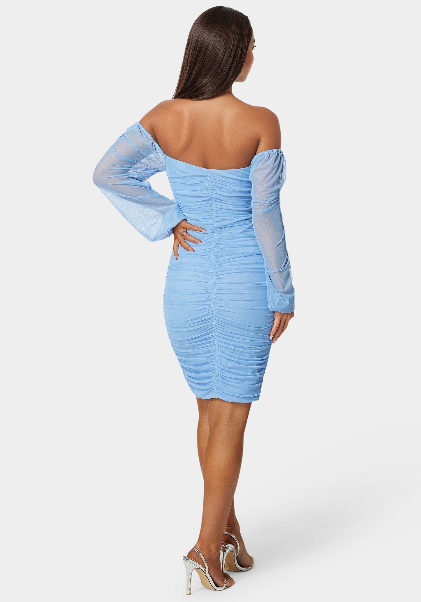 Blouson Sleeve Ruched Mini Dress