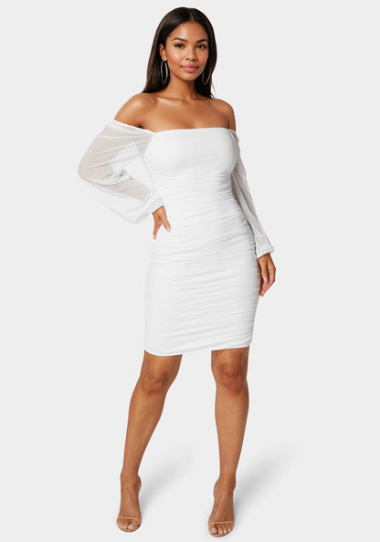 Blouson Sleeve Ruched Mini Dress