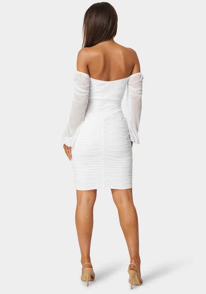 Blouson Sleeve Ruched Mini Dress