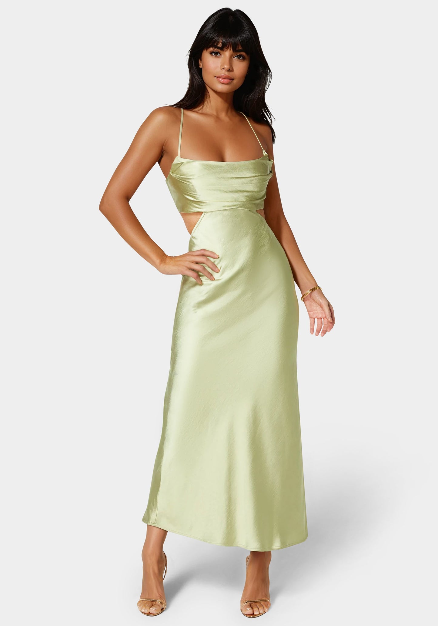 Open Back Cut Out Midi Slip Dress
