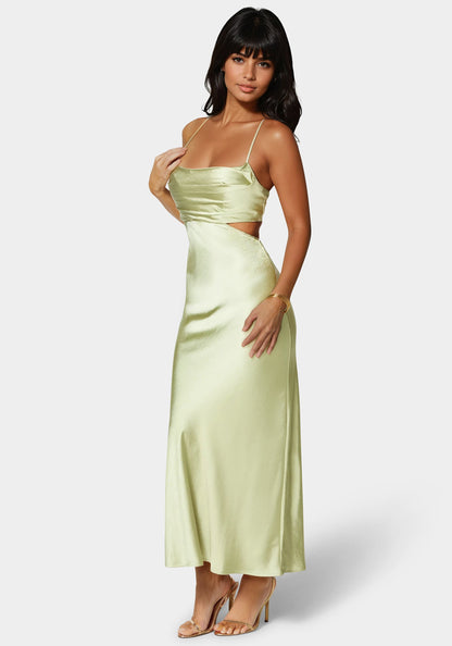 Open Back Cut Out Midi Slip Dress
