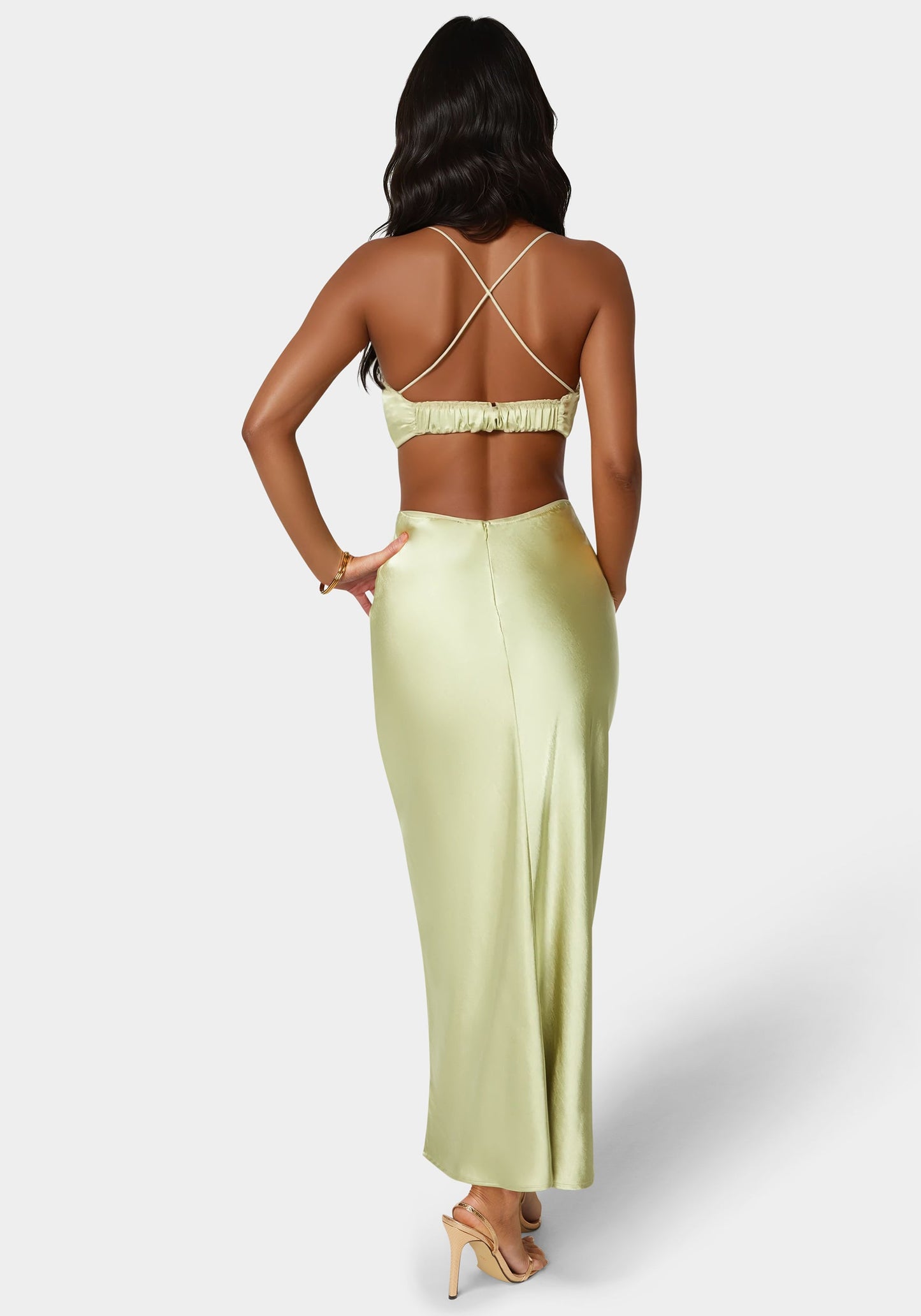 Open Back Cut Out Midi Slip Dress