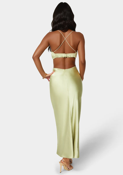 Open Back Cut Out Midi Slip Dress