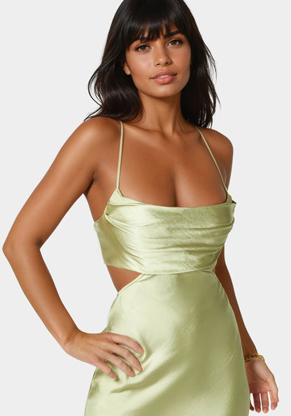 Open Back Cut Out Midi Slip Dress
