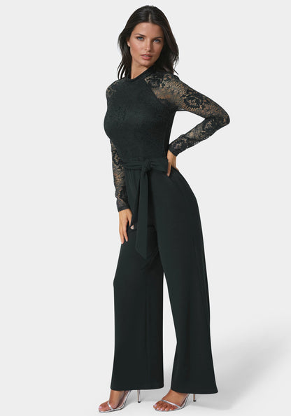 Lace Bodice Straight Leg Jumpsuit