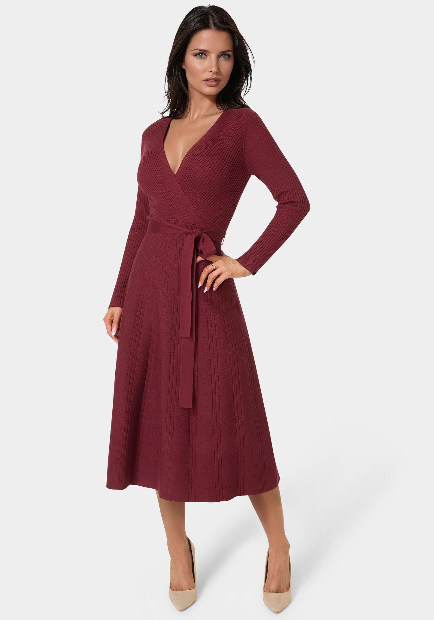 Fit and Flare Midi Sweater Dress