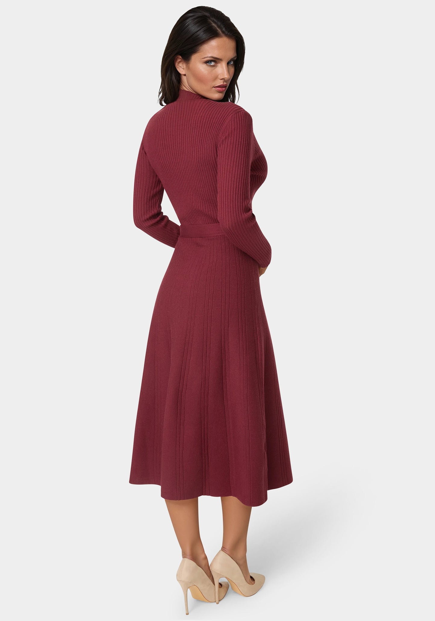Fit and Flare Midi Sweater Dress