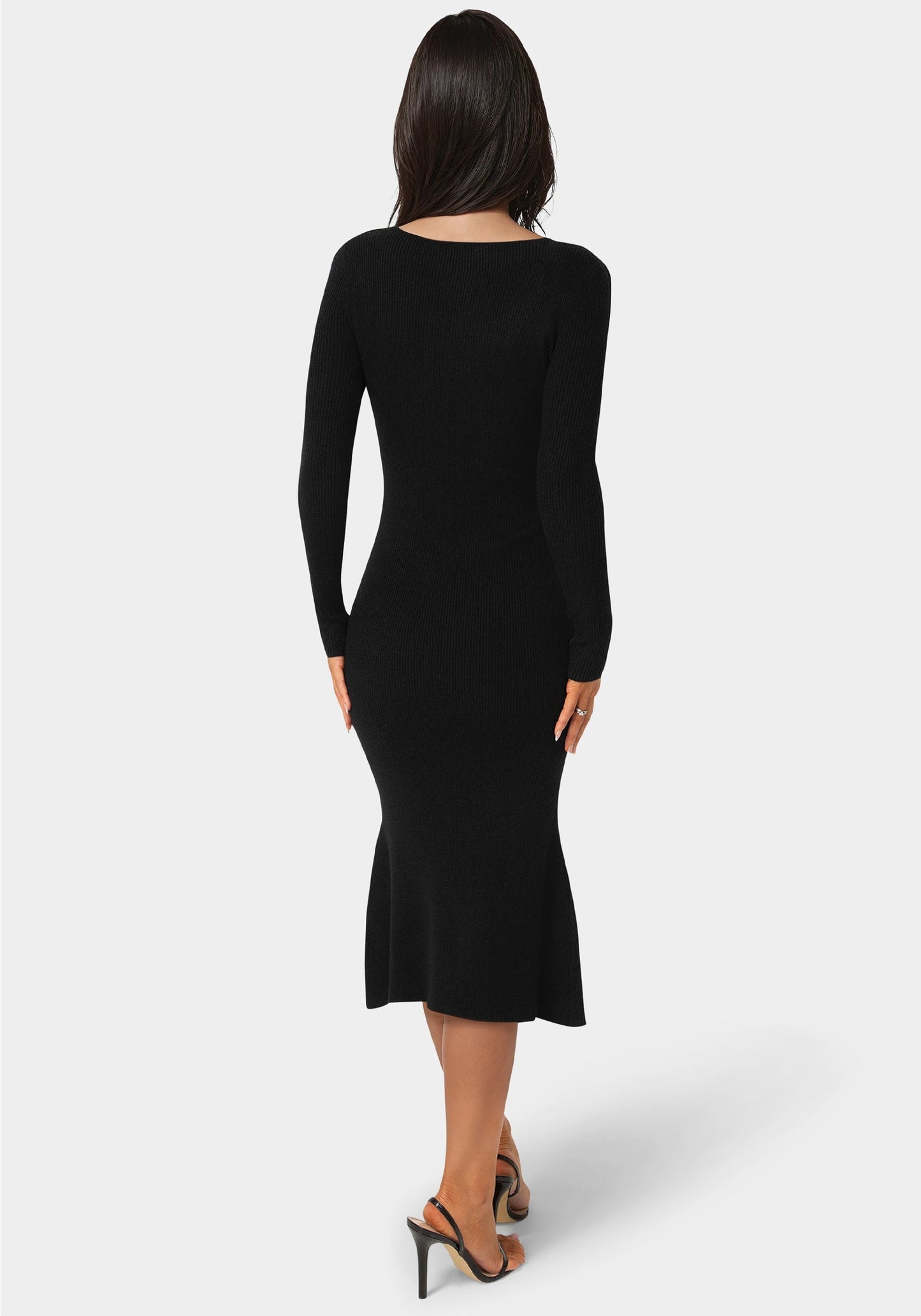 Long Sleeve Scoop Neck Sweater Midi Dress