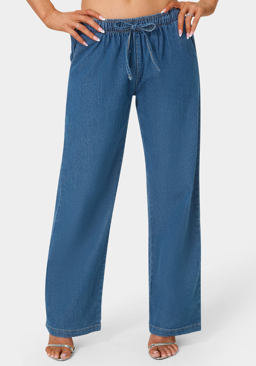 Open Leg Chambray Pant