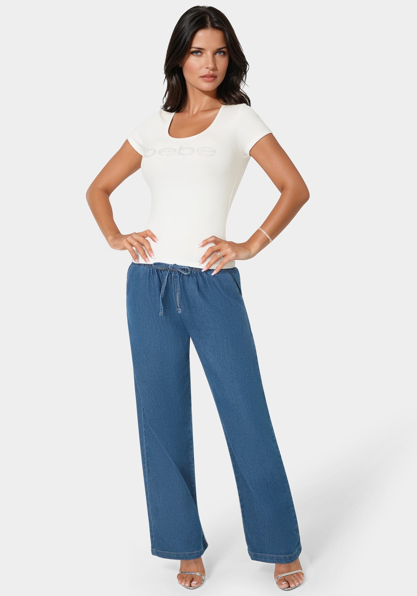 Open Leg Chambray Pant