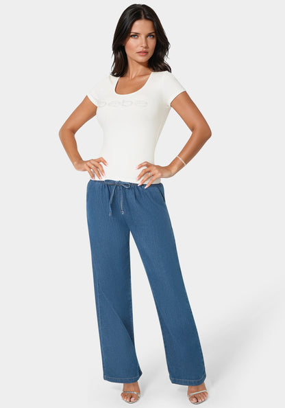 Open Leg Chambray Pant