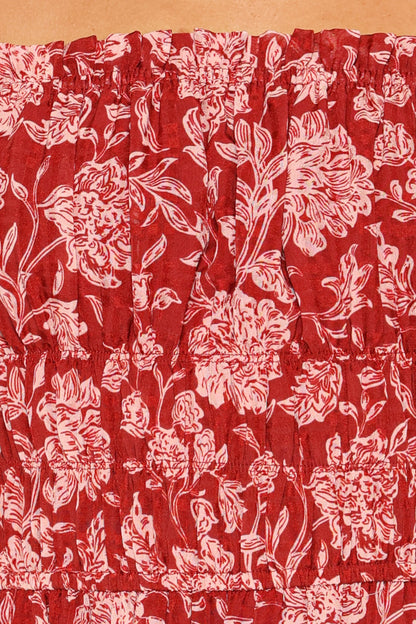 Aine Midi Dress - Red Floral