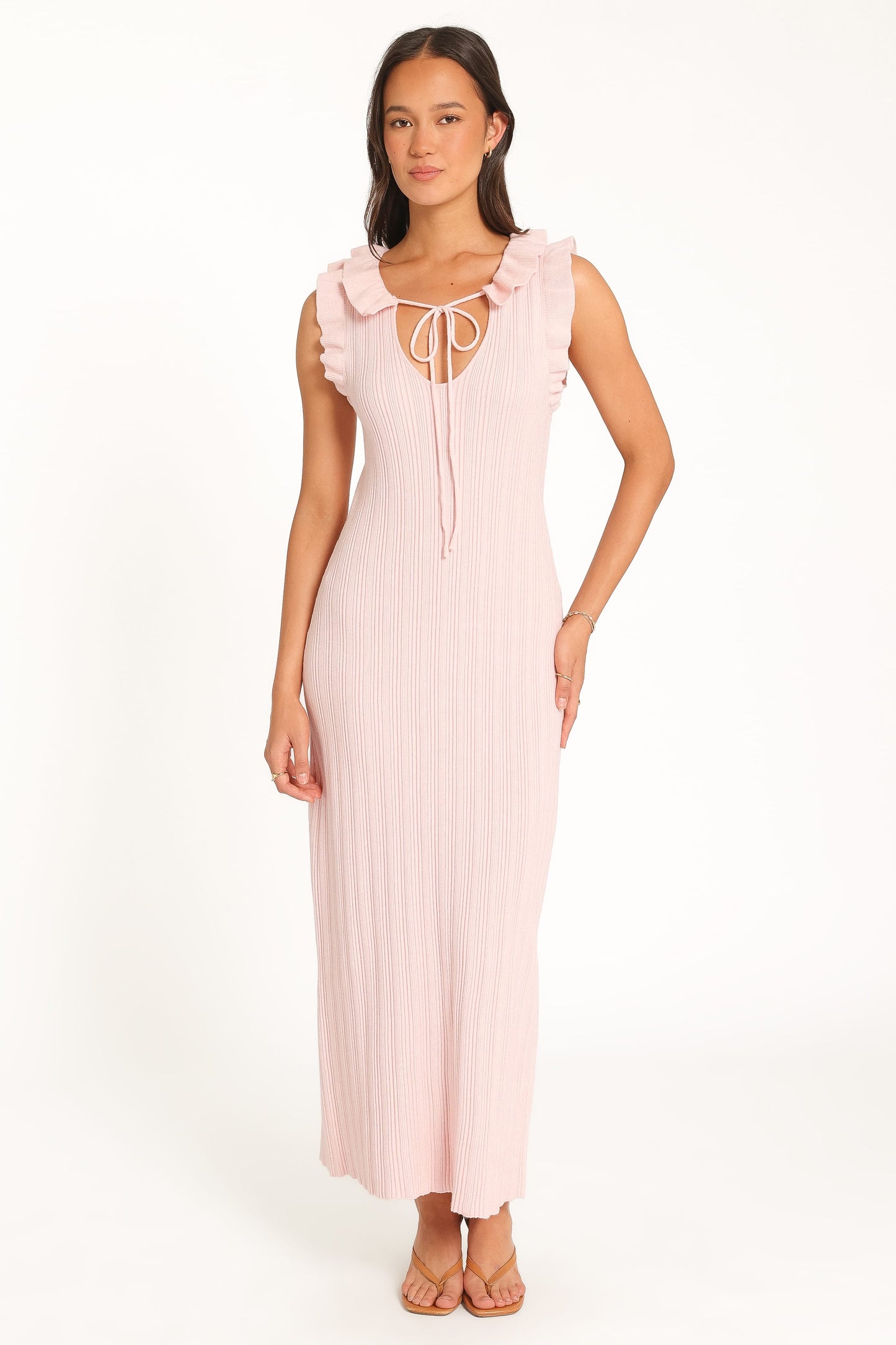 Beverly Frill Knit Maxi Dress - Fairy Floss Pink