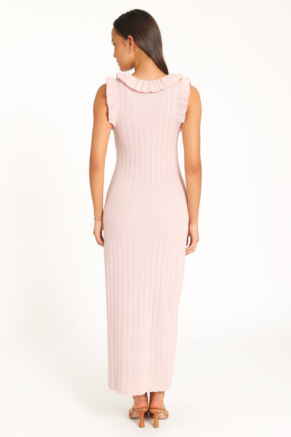 Beverly Frill Knit Maxi Dress - Fairy Floss Pink