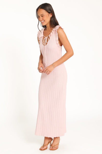Beverly Frill Knit Maxi Dress - Fairy Floss Pink