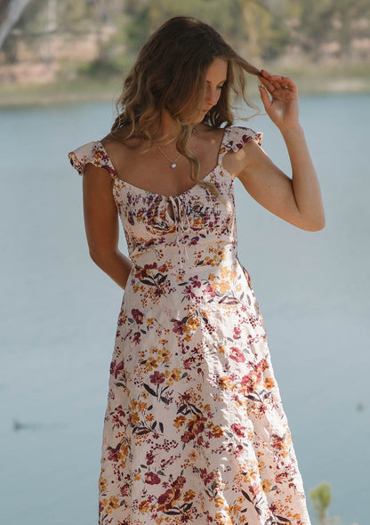 Dusty Blooms Midi Dress