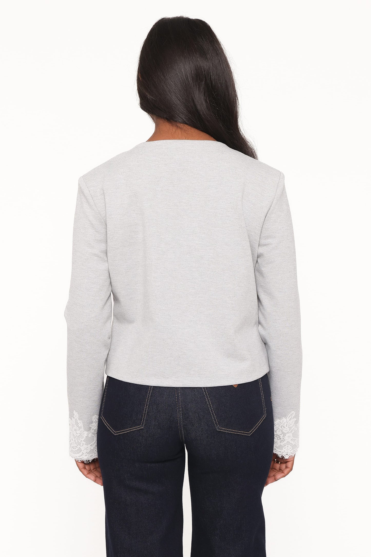 Cinzia Cropped Ponte Jacket - Heather Grey