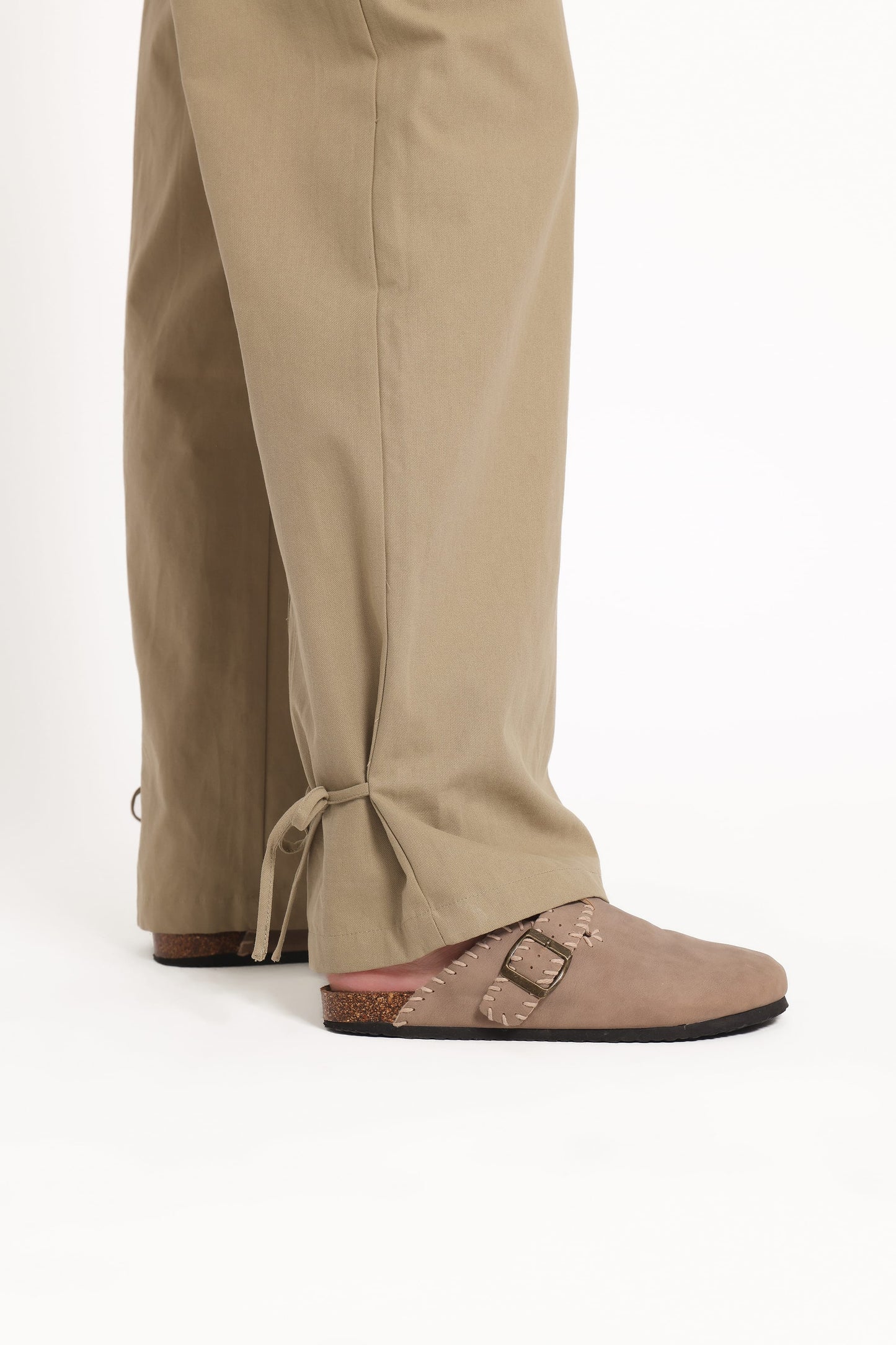 Asher Tie Detail Tapered Leg Pants - Olive