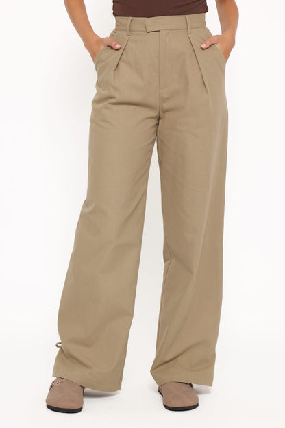 Asher Tie Detail Tapered Leg Pants - Olive