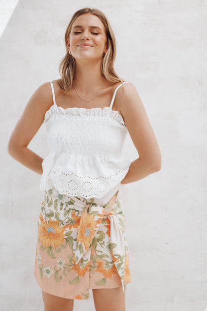 Calypso Wrap Mini Skirt - Spring Floral