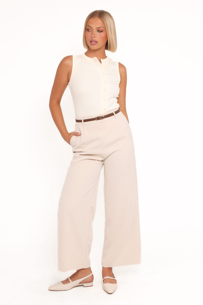 Ceres Belted Wide Leg Pant - Stone