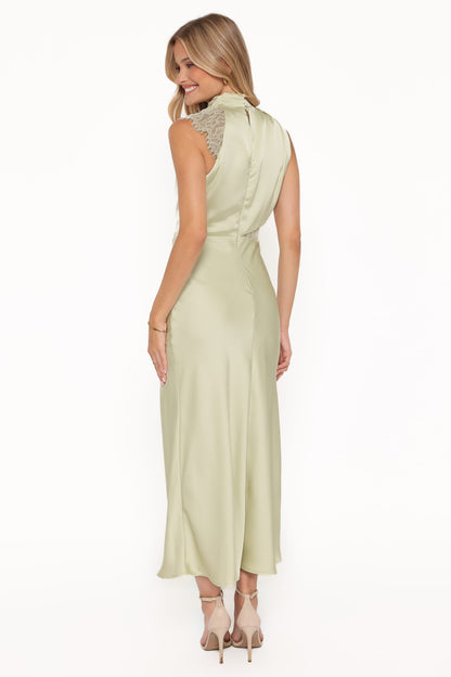 Anabelle Halter Neck Lace Maxi Dress - Sage Green
