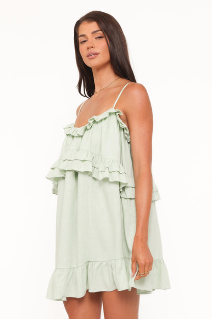Angie Ruffle Mini Dress - Jade