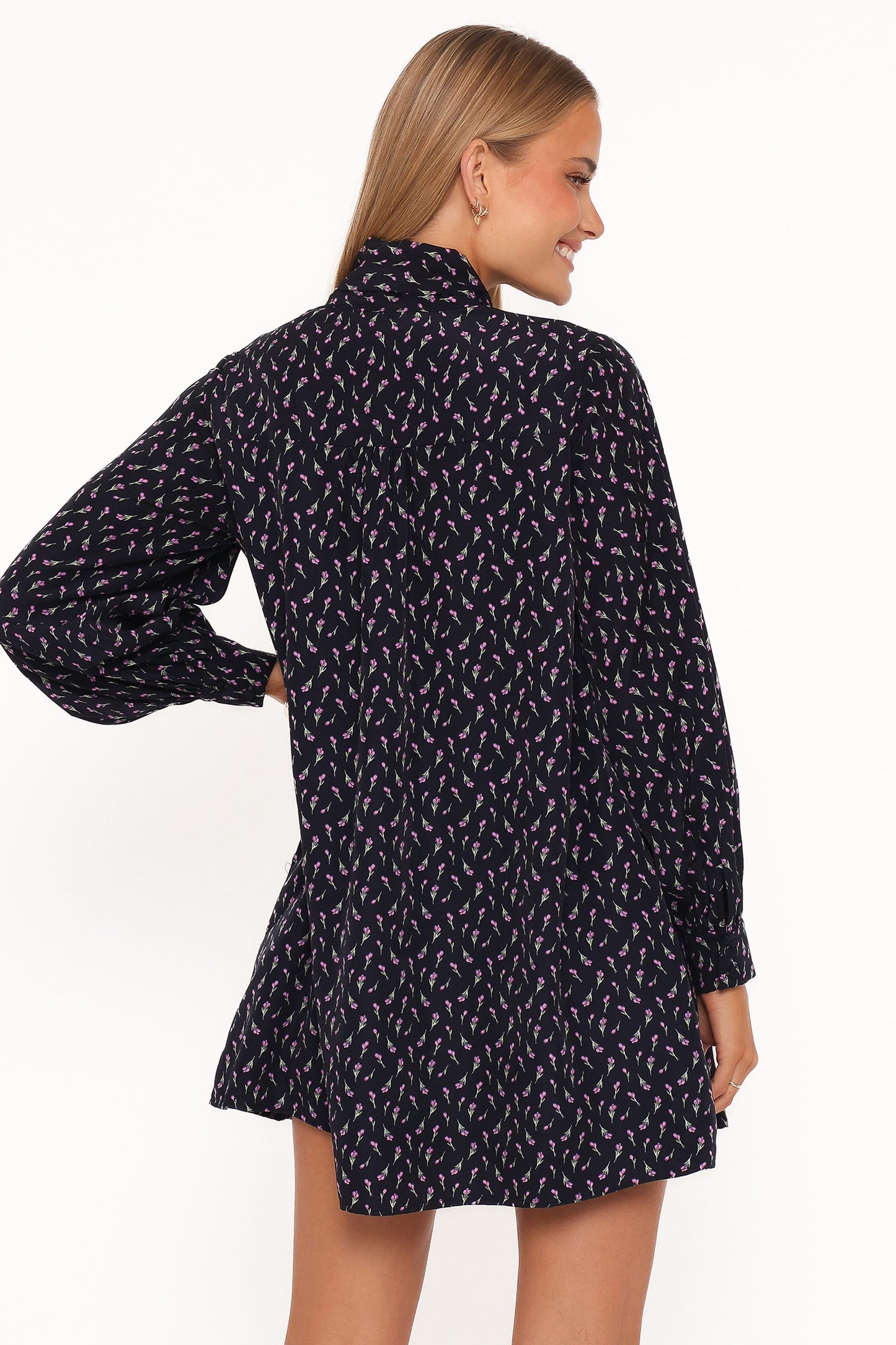 Baylie Long Sleeve Mini Dress - Navy Tulip Floral