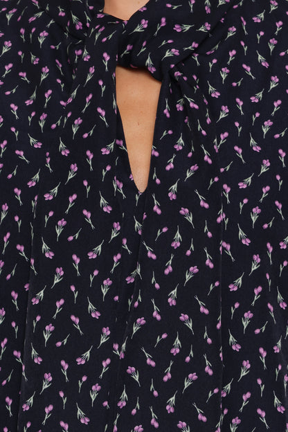 Baylie Long Sleeve Mini Dress - Navy Tulip Floral