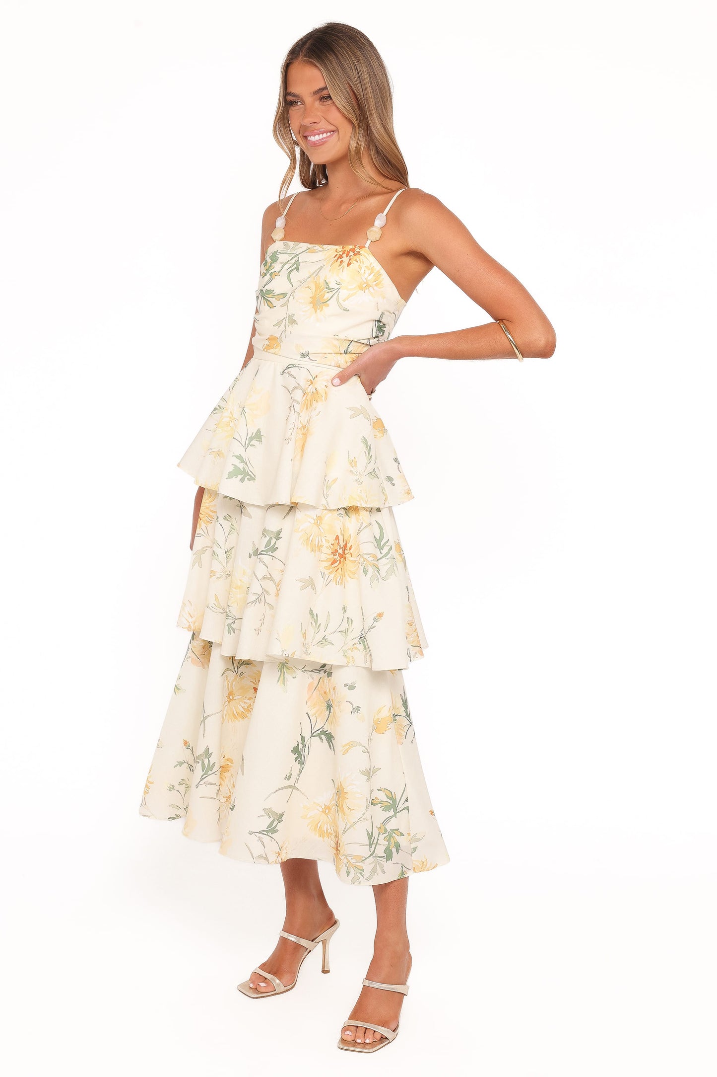 Bernadette Midi Dress - Yellow Floral