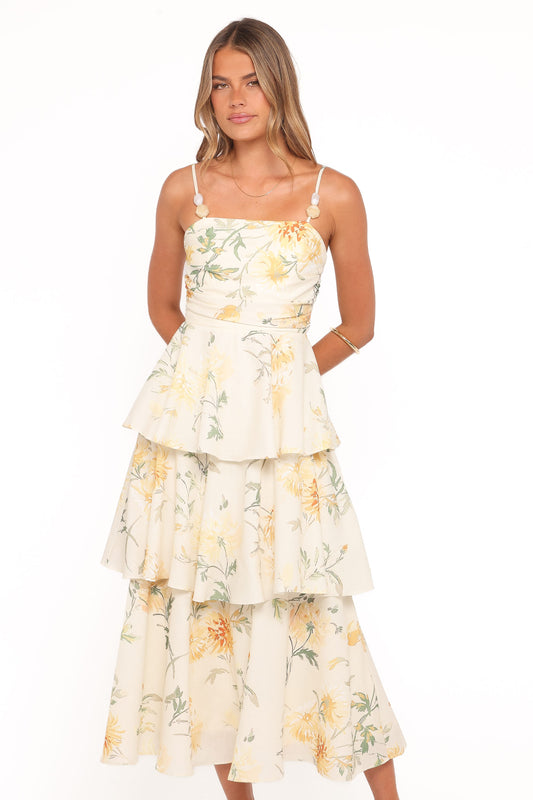 Bernadette Midi Dress - Yellow Floral
