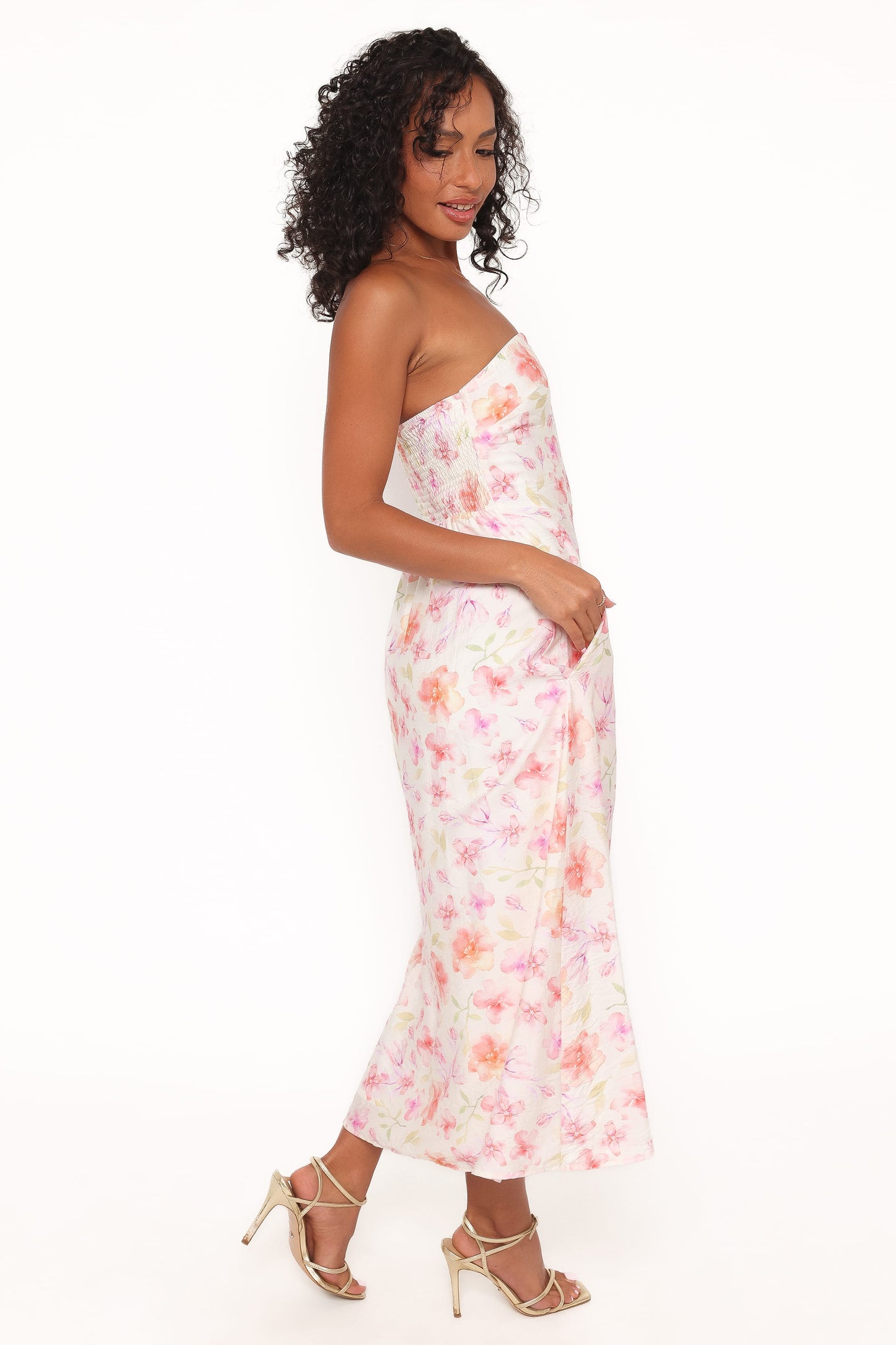 Coralin Strapless Maxi Dress - Pink Floral
