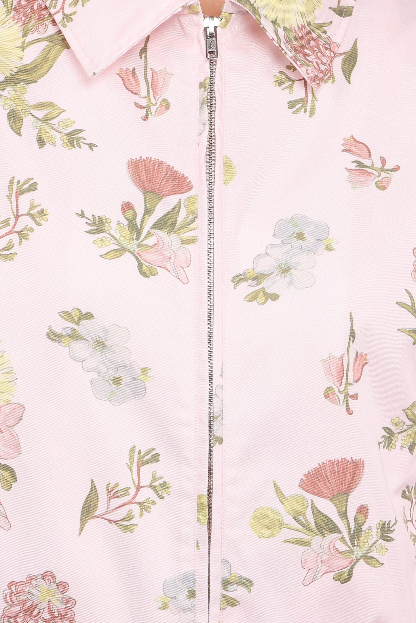 Calvin Floral Twill Zip Jacket - Pale Pink Floral