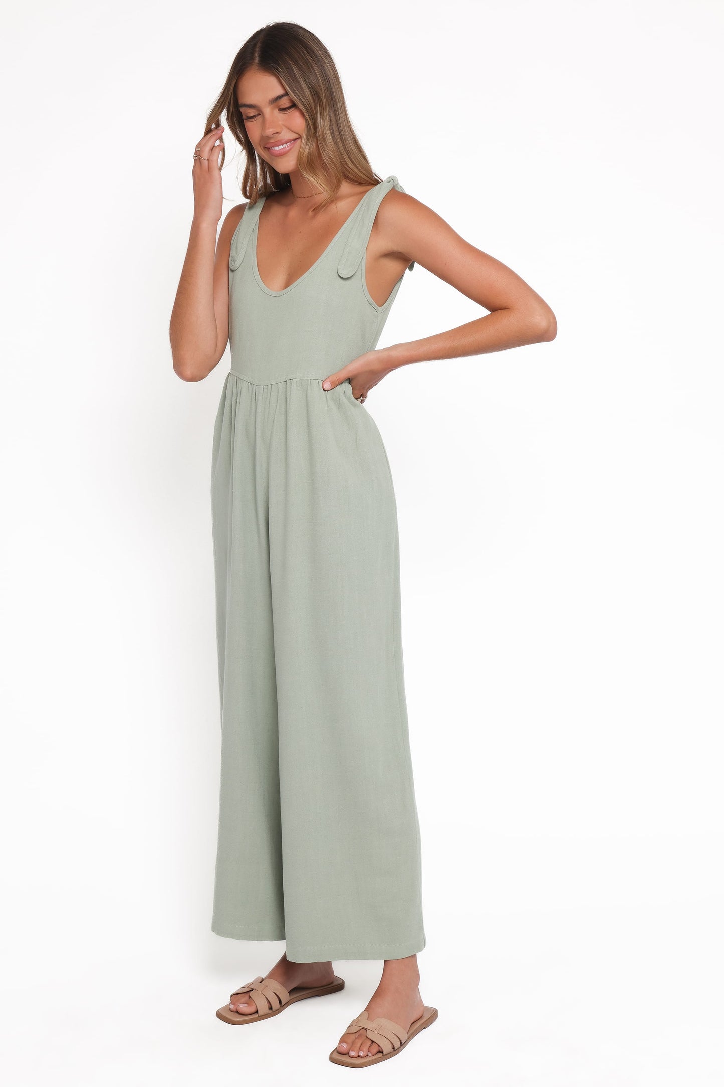 Ayla Linen Jumpsuit - Sage