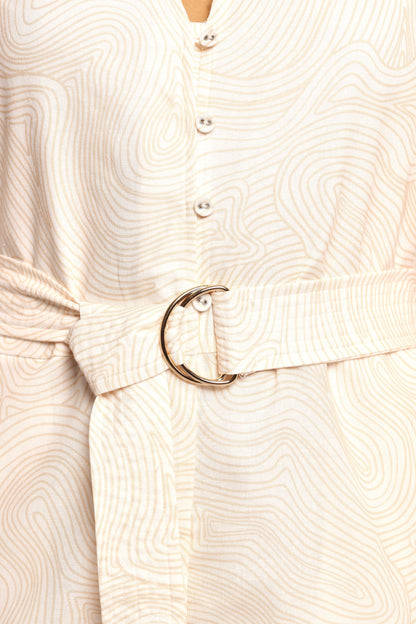 Cassian Belted Playsuit - Tan Swirl