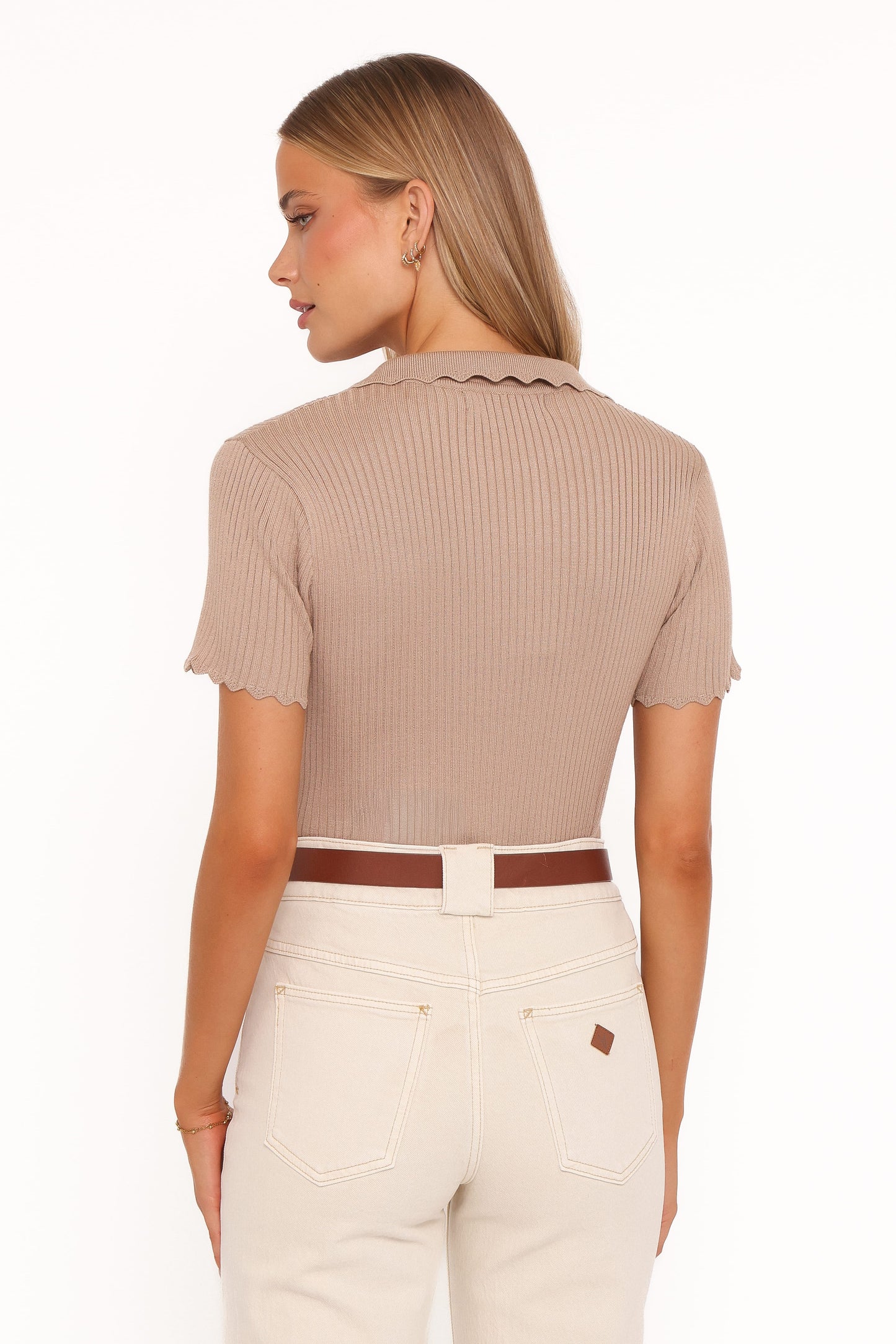 Aradia Scallop Collar Polo - Grey Morn