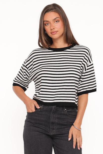 Ceres Knitted Tee - Black/White
