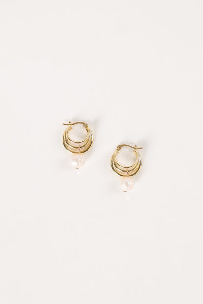 Bernyce Hoop Pear Earrings - Gold