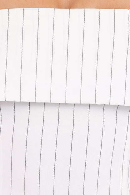 Blakely Wide Leg Pant - White Pinstripe