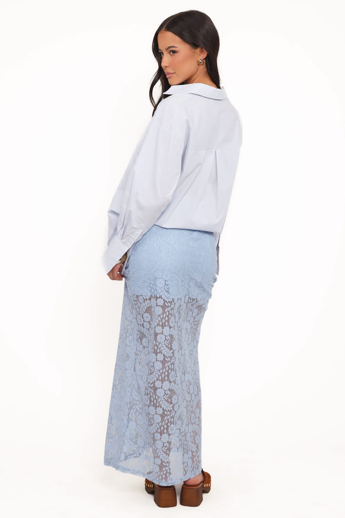Brittany Lace Maxi Skirt - Blue
