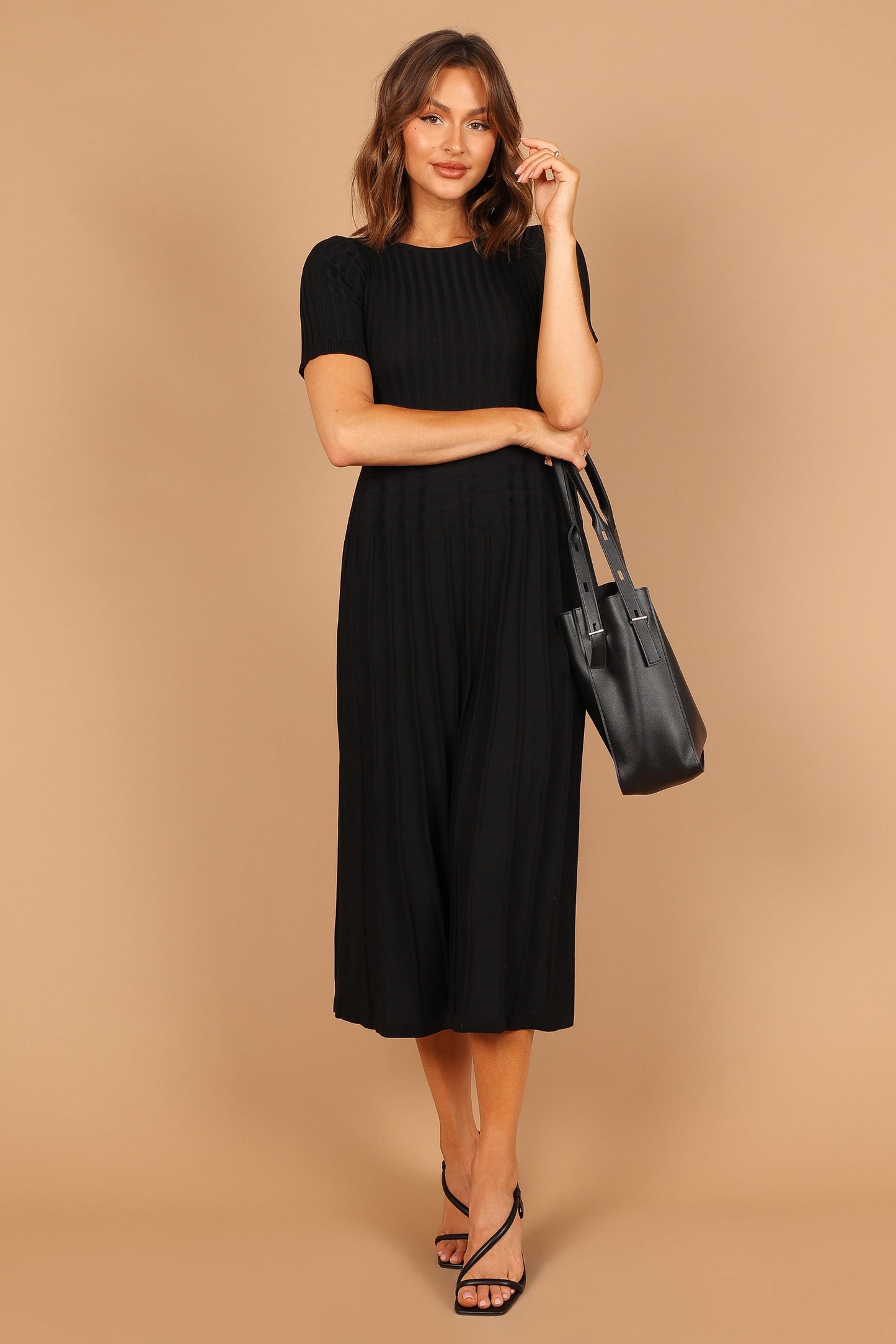 Audrina Knit Midi Dress - Black